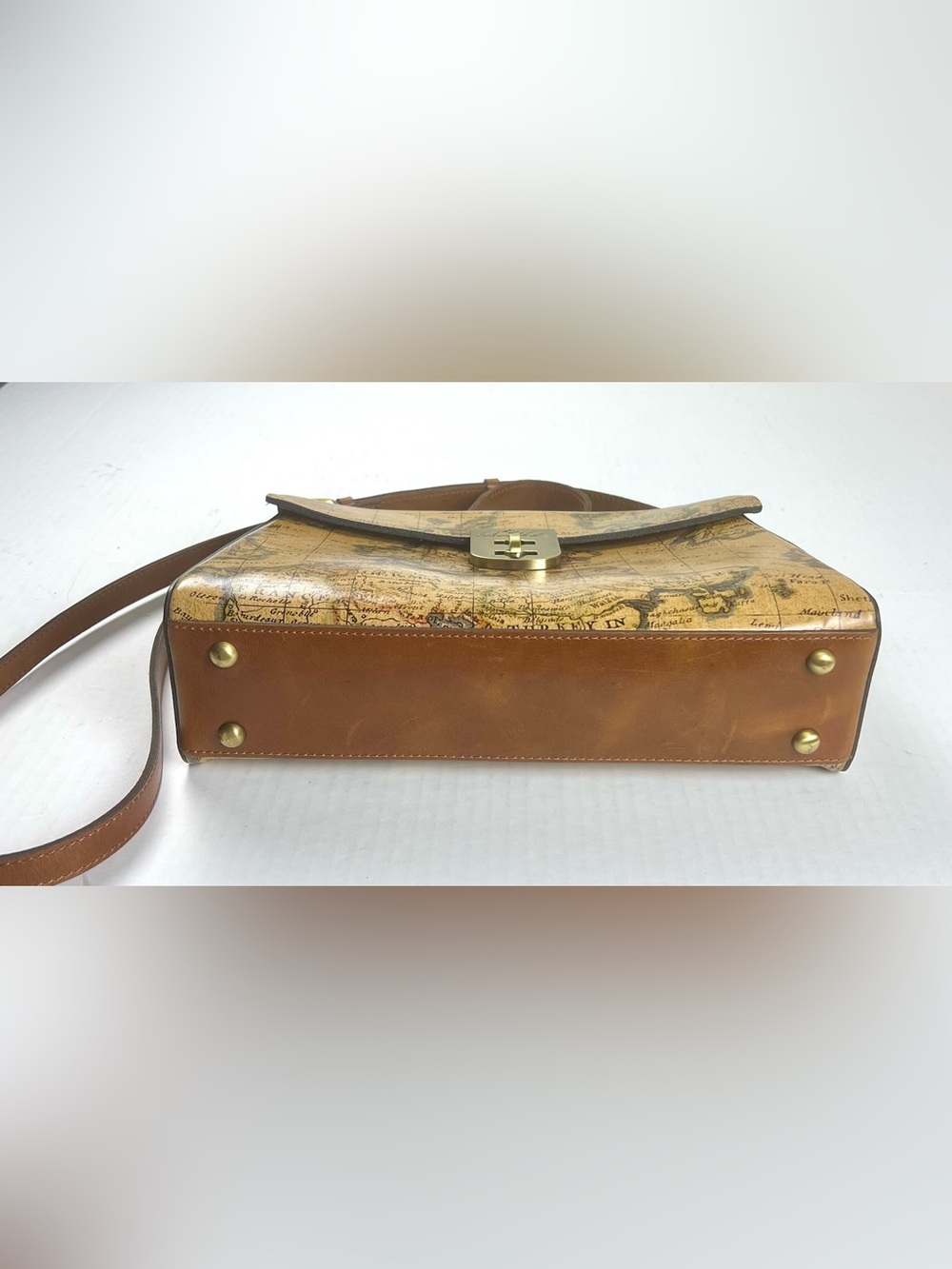 Patricia Nash Signature Map Collection Leather Satchel-Crossbody - Picture 6 of 15